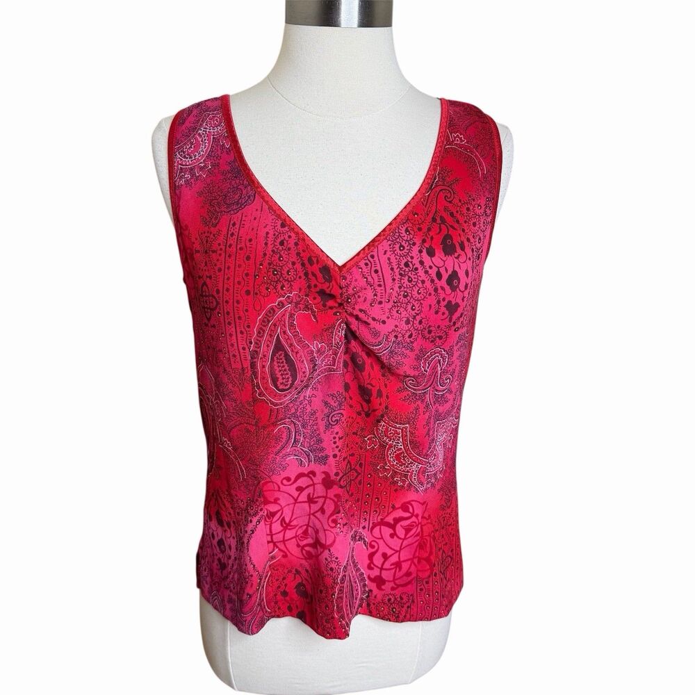 Positive Attitude Y2k Paisley Sleeveless Top Ruched Bust Fairycore M